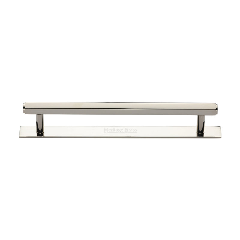 Heritage Brass Heritage Cabinet Pull Hexagonal Design with Plate, 16cm, Polished Nickel