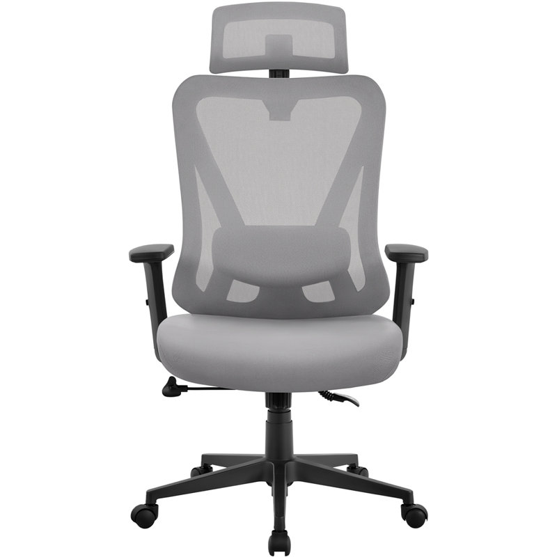 Mesh Office Chair with Headrest, Light Grey
