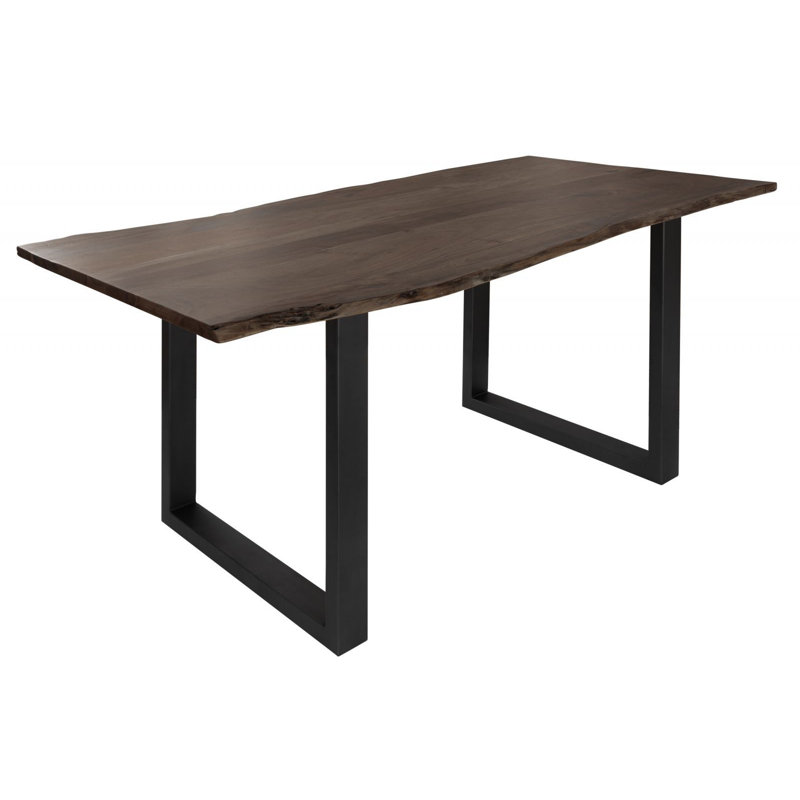 Freeform 3 Acacia Solid Wood Top Metal Base Dining Table, Dark Grey, H76 x L120 x W90cm, Grey