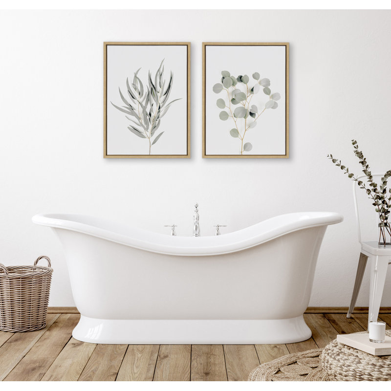 «Neutral Botanical 1 and 2», ensemble de toiles encadrées par The Creative Bunch Studio 2 pièces 18 x 24 naturel, Brun