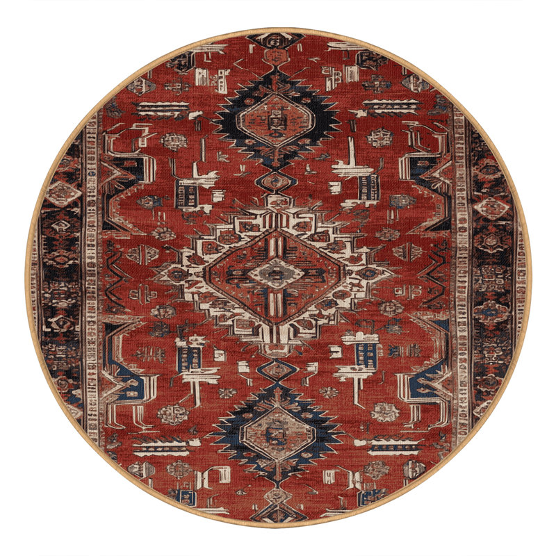 Tapis brun lavable à la machine, Rond 5 pi