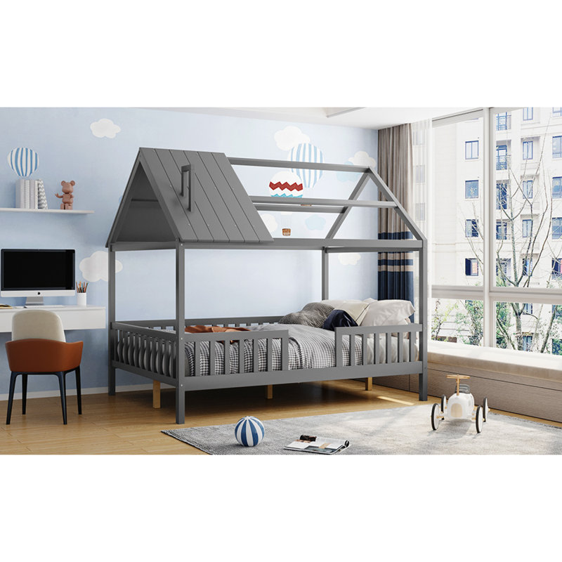 Lit Wood House, gris, Simple