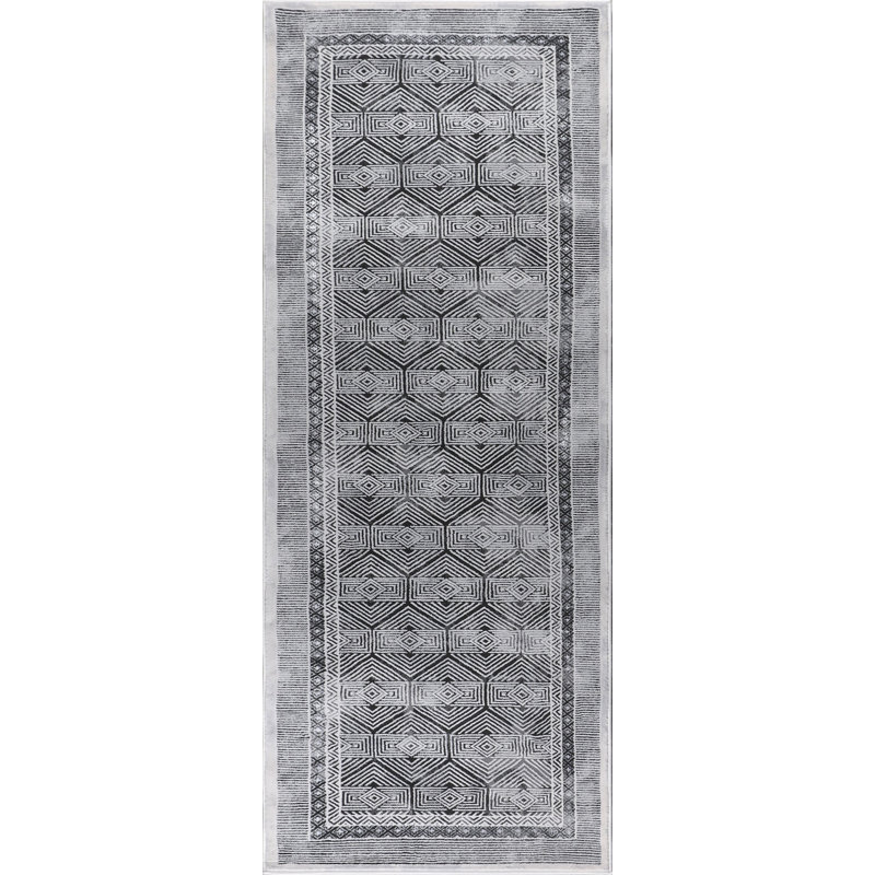 Marissa Collection Grey Geometric Transitional Area Rug, Runner 2'6" x 7'7"