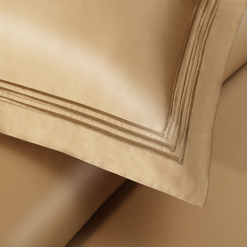 Triple Luxe Sateen Duvet Cover Set , Honey, Queen Duvet Cover + 2 Standard Shams