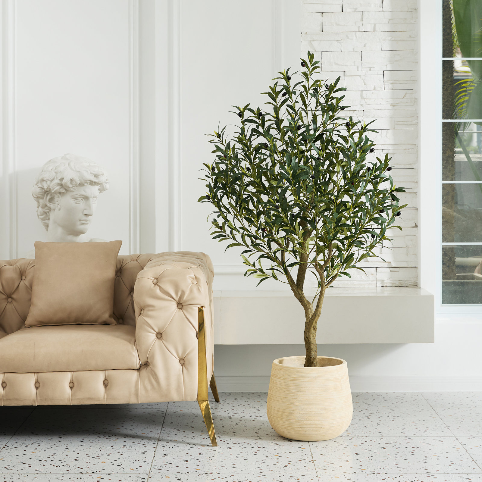 Adcock 84" Olive Tree in Pot, 60"H x 20"W x 20"D