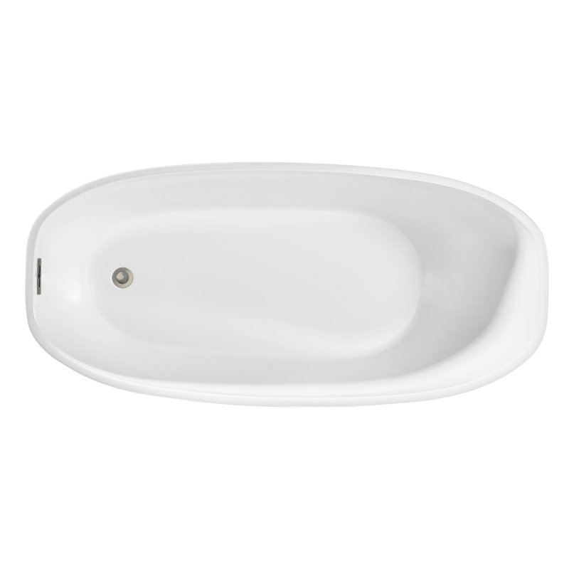 1501.1mm x 749.3mm Soaking Acrylic Bathtub, Brushed Nickel