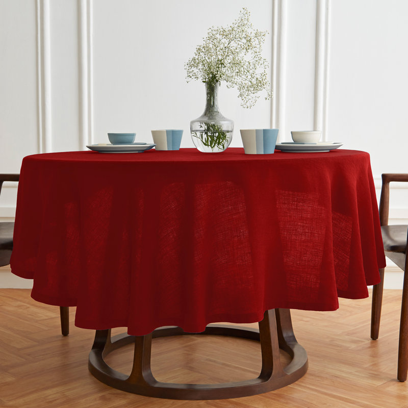 Sonoma - 100% Pure Linen Round Tablecloth (Prewashed), 60" Round, Red