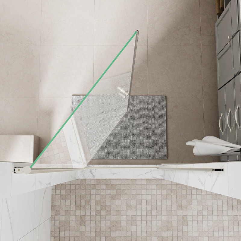 Porte de douche en verre pivotante sans cadre de 36-38 po x H 72 po avec verre certifié, Nickel brossé,  36"W x 72"H