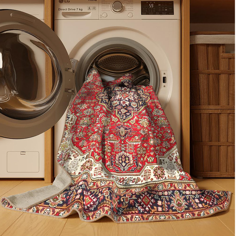 Tapis oriental multicolore tissé à la machine Oriental, Rectangle 6 pi x 9 pi