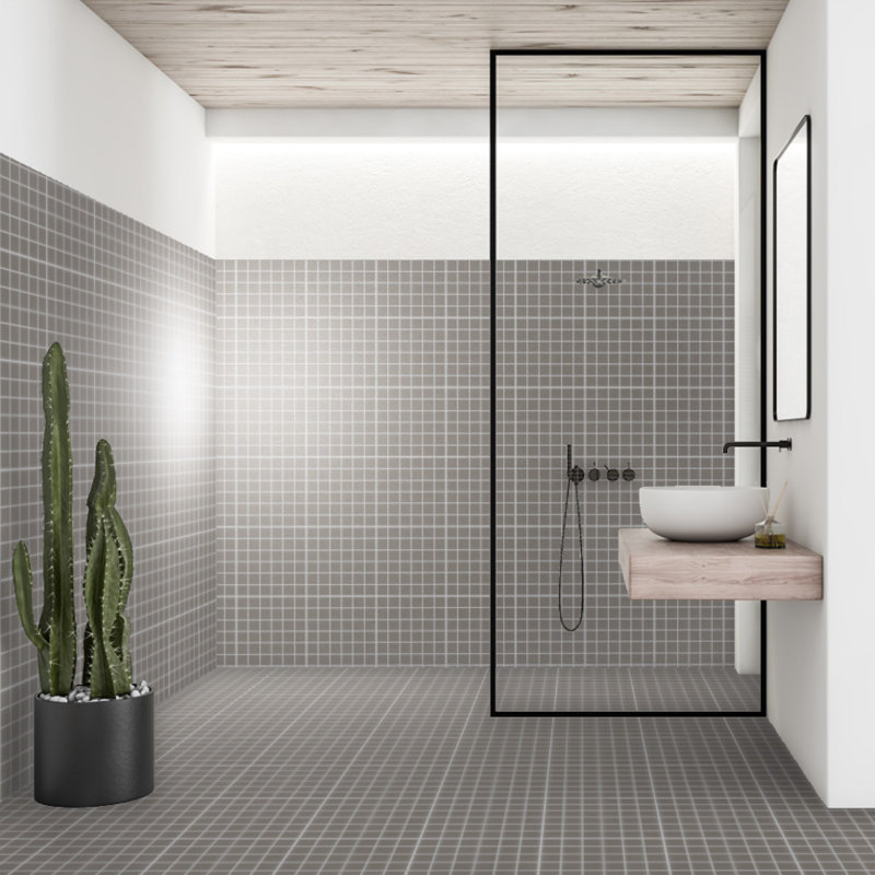 Refinery 2'' W x 2'' L Porcelain Tile Grid Mosaic Sheet, Ember