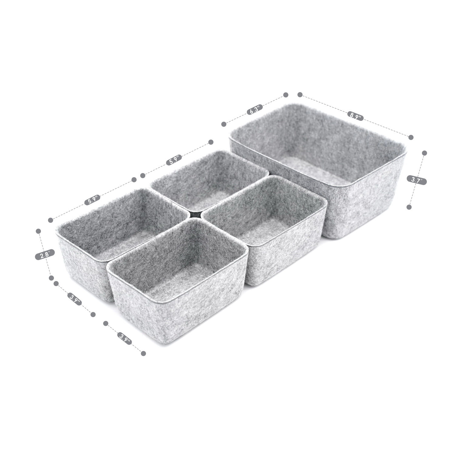 Felt Desk Organizer Set, Gray