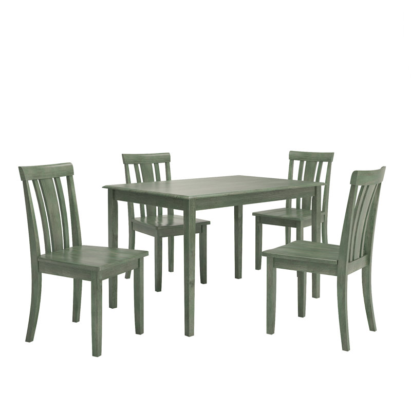 Alexa-Mae 4-Person Solid Wood Four-Leg Dining Set, Antique Sage