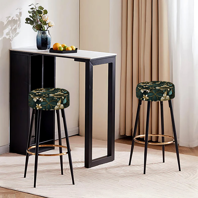 Ensemble de 2 tabourets de bar géométriques ornés de style victorien doré