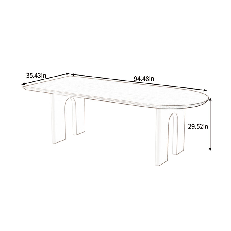 Solid wood large board dining table, 29.52"H x 94.48"L x 35.43"W