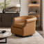 Fauteuil d'appoint pivotant moderne avec dossier incurvé et revêtement de qualité supérieure pour un salon confortable