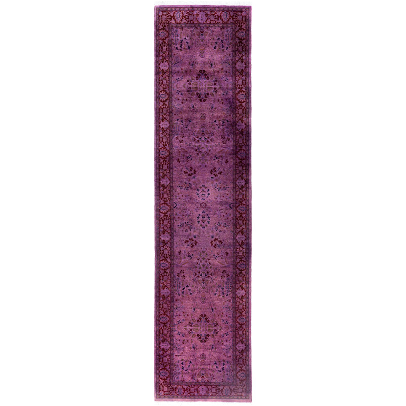 Overdyed Hand-Knotted Wool Modern-Contemporary Purple Runner 2' 7" x 10' 5"