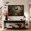 «Witch Flying Over Autumn Pumpkin Patch Under Full Halloween», art mural sur toile-73004204