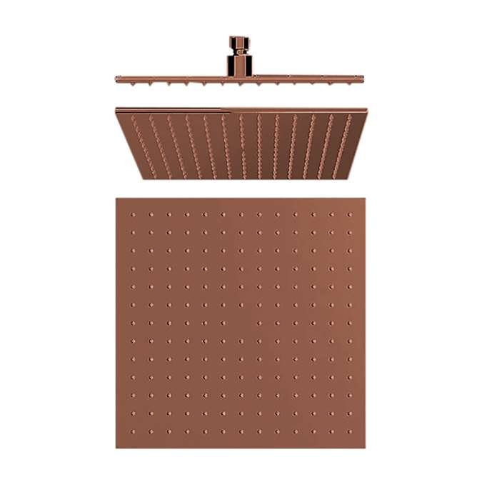 BathSelect 8" Wall Mount Rose Gold Square Rain Shower Head, 8", Wall