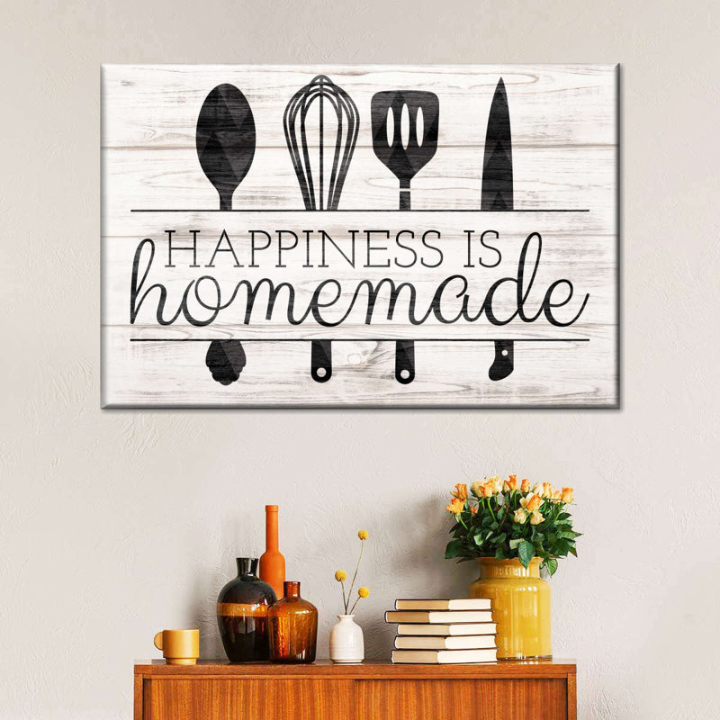 «Happiness Is Hommade Kitchen Tools», reproduction sur toile, H 30 po x l 45 po x P 1,25 po