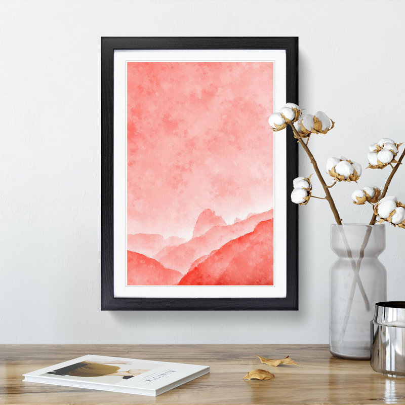Coral Mountains - Picture Frame Painting Print, 33cm H x 24cm W x 2cm D, Black Framed