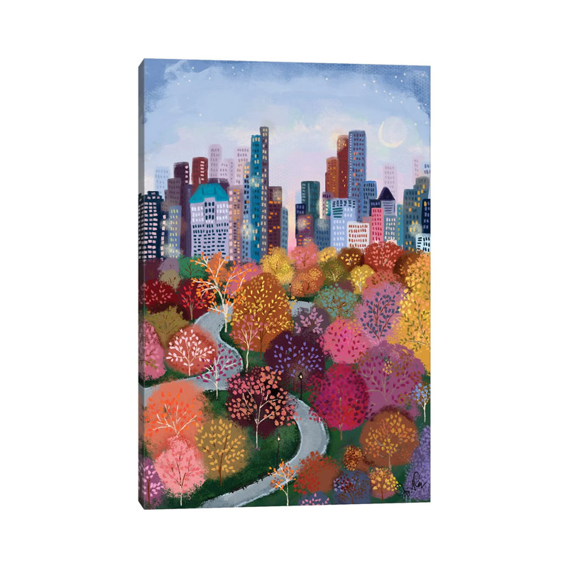 Autumn In The Park by Joy Laforme - Painting on Canvas, 101.6cm H x 66.04cm W x 3.81cm D, Wrapped Canvas