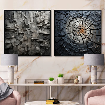 Spiritual Grey Geode Stone Minimalisme - Fractals Square, ensemble de 2 collages