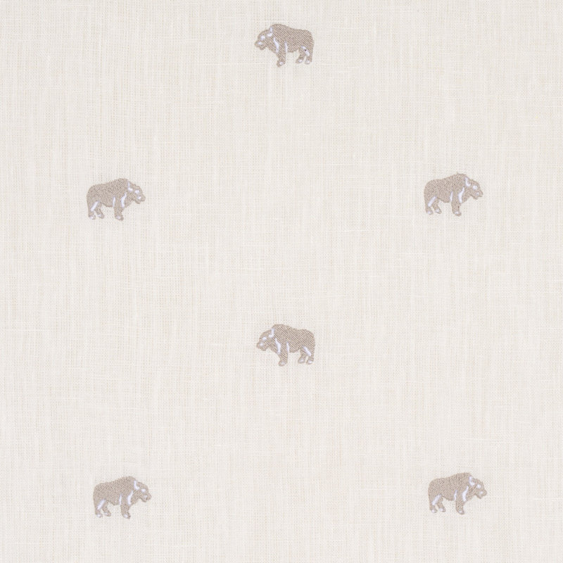 Schumacher x Marie-Chantal Buffalo Embroidered Linen Fabric, Ivory