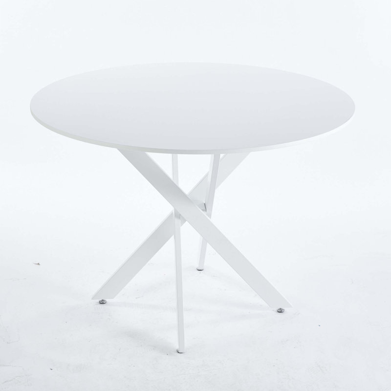 Mid-Century Dining Table(Only Table), White, White