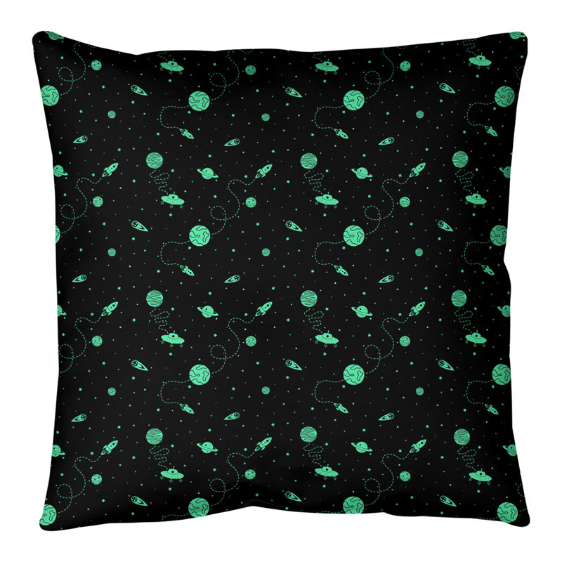 Coussin de sol Katelyn Elizabeth, 28 po x 28 po, Noir / Vert