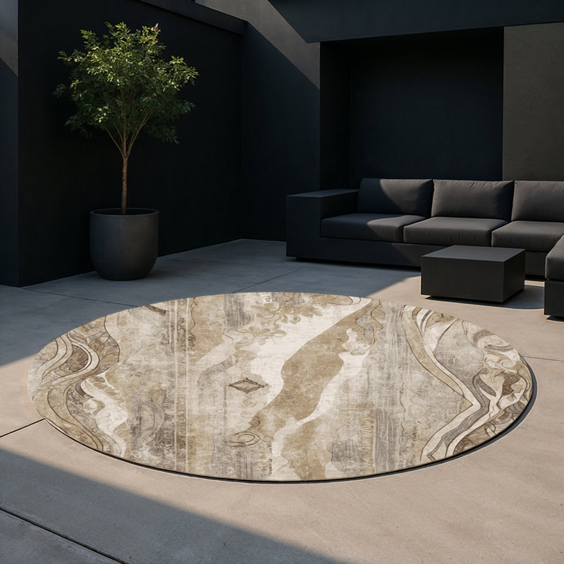 Tapis intérieur et extérieur Wisps Of Warmth, Rond 5 pi