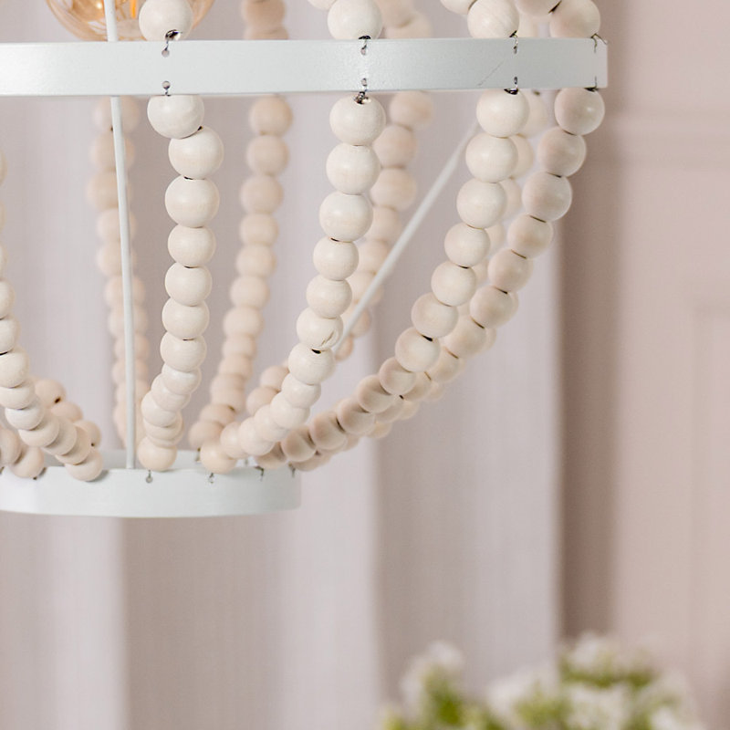 36.5cm H Wood Empire Pendant Shade in White