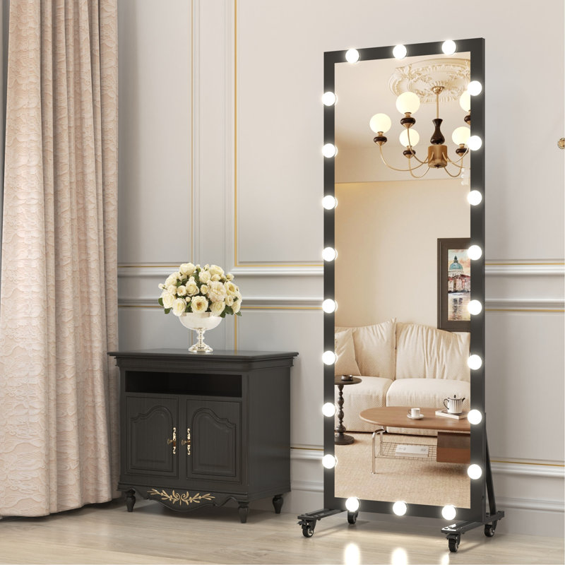 Lighted Floor Standing Vanity Mirror, 63X24inch, 3 Color Modes, Smart Touch, Removable, Suitable For Bedroom And Living Room, Aluminium Frame Wall Touch - Controlled, Room Cloakroom