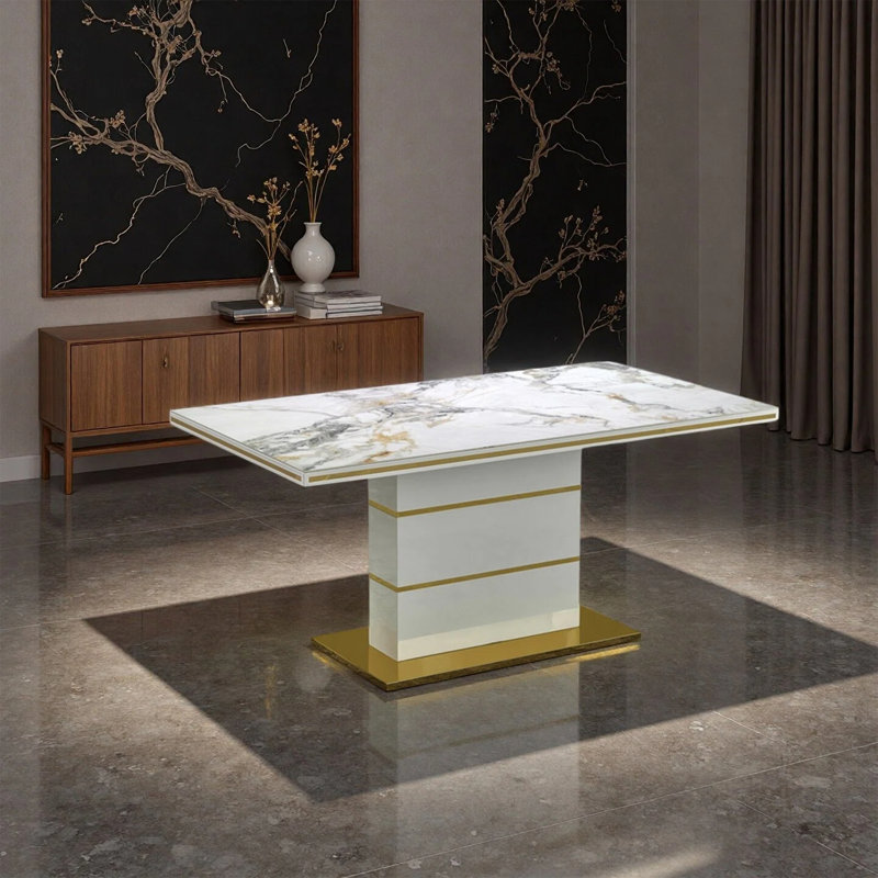 Table de salle à manger moderne, simple et légère de luxe, H 29,52 po x L 62,99 po x l 35,43 po