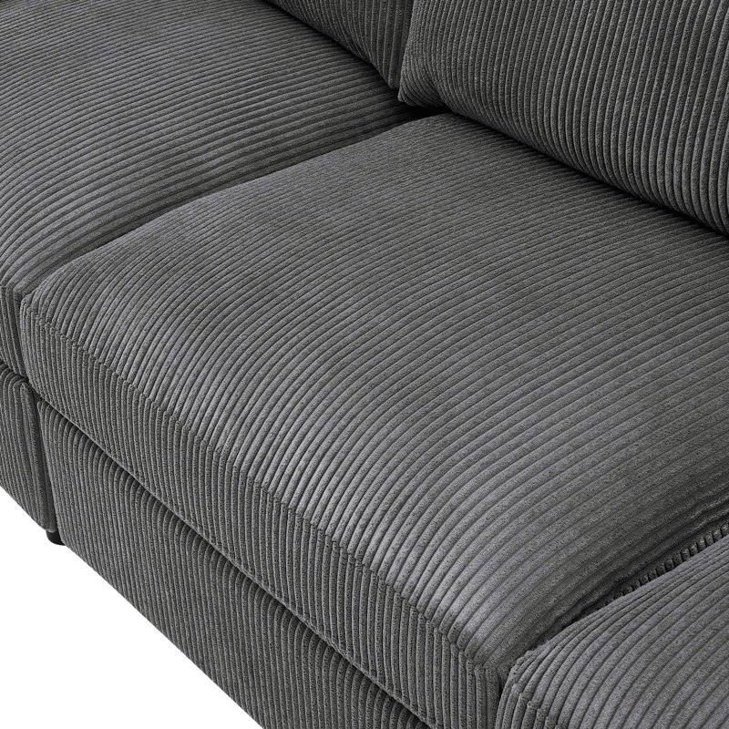 Canapé modulaire réversible en velours côtelé, 98" W, Dark Grey Corduroy