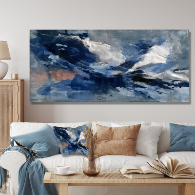 «Blue Sturdy Guardians Accents With White», reproduction d'art sur toile encadrée, art abstrait bleu