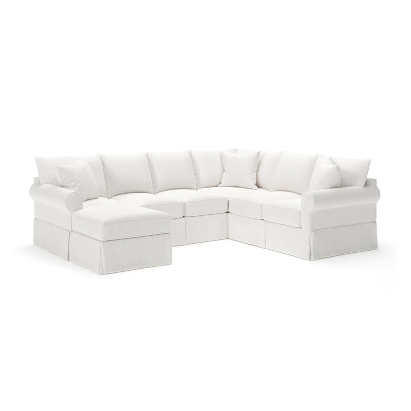 Amari Slipcovered U-Shaped Sectional, Left Hand Facing, Nomad Snow Crypton® Chenille