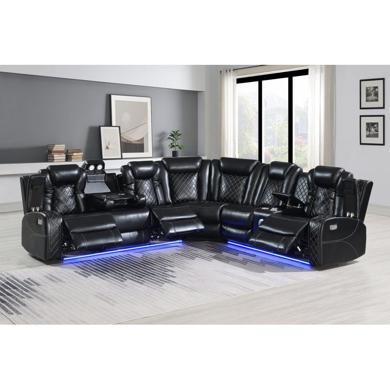 Gracey Upholstered Reclining L-Shaped Sectional Symmetrical, Power