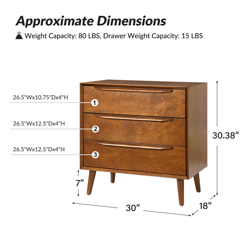 30 " W 3 - Drawer Dresser, Acorn