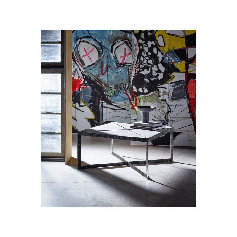 Square Marble Top Metal Frame Coffee Table