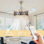 Ventilateur de plafond en cristal 42 po avec lumières DEL et télécommande Melkon