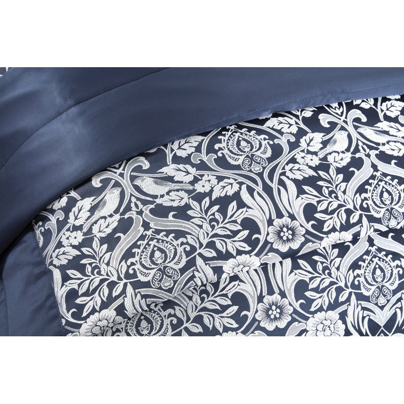 Eden Polyester Floral Bedspread, Navy
