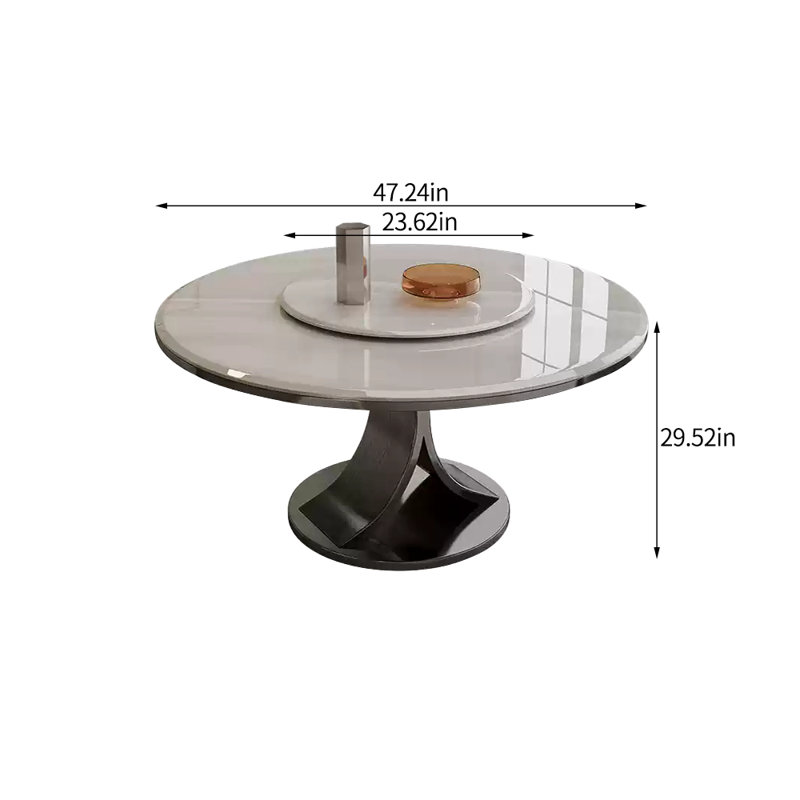 Modern simple microcrystal round dining table, 29.52"H x 47.24"L x 47.24"W