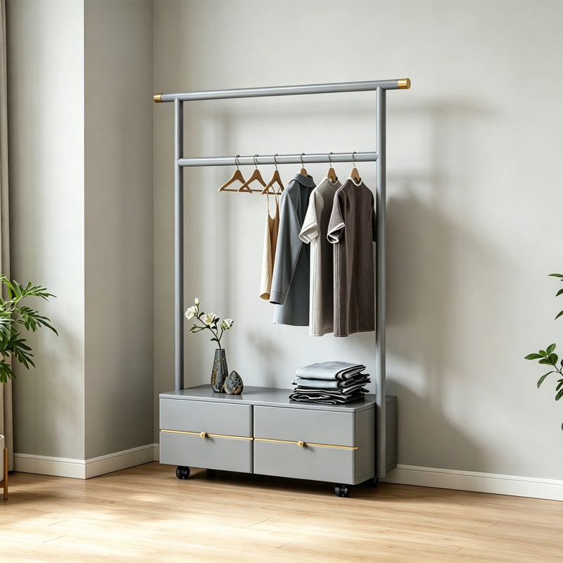 Natural Wood Hall Tree Rack, Gray