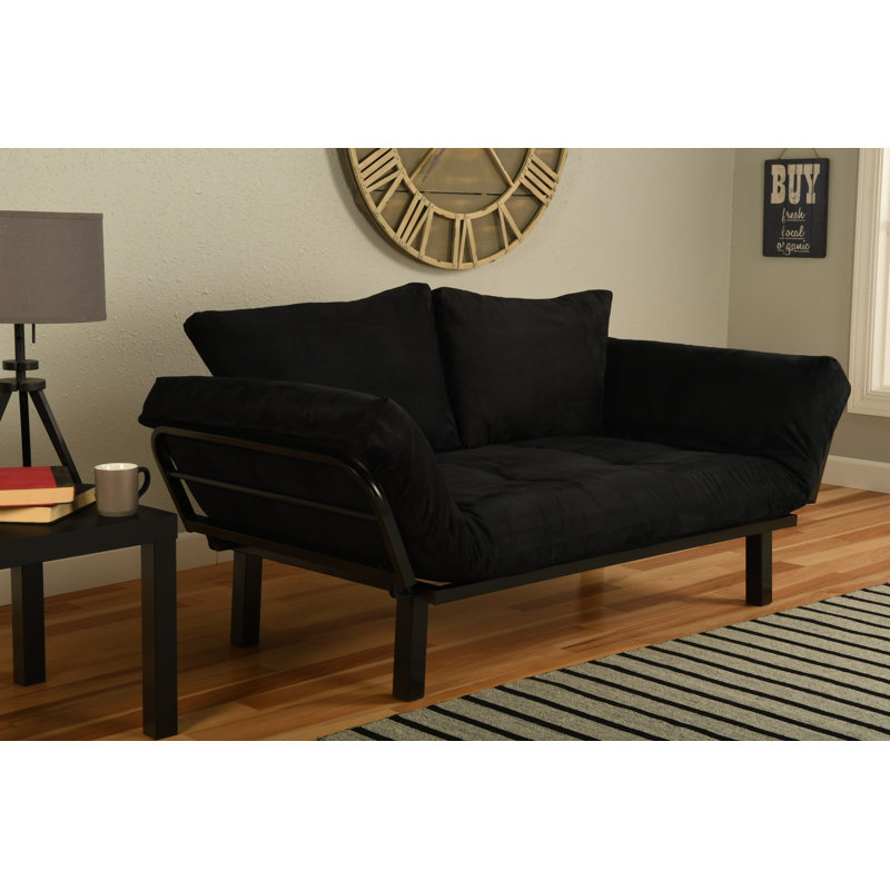 Futon simple 60 po Everett, Noir, Suède noir