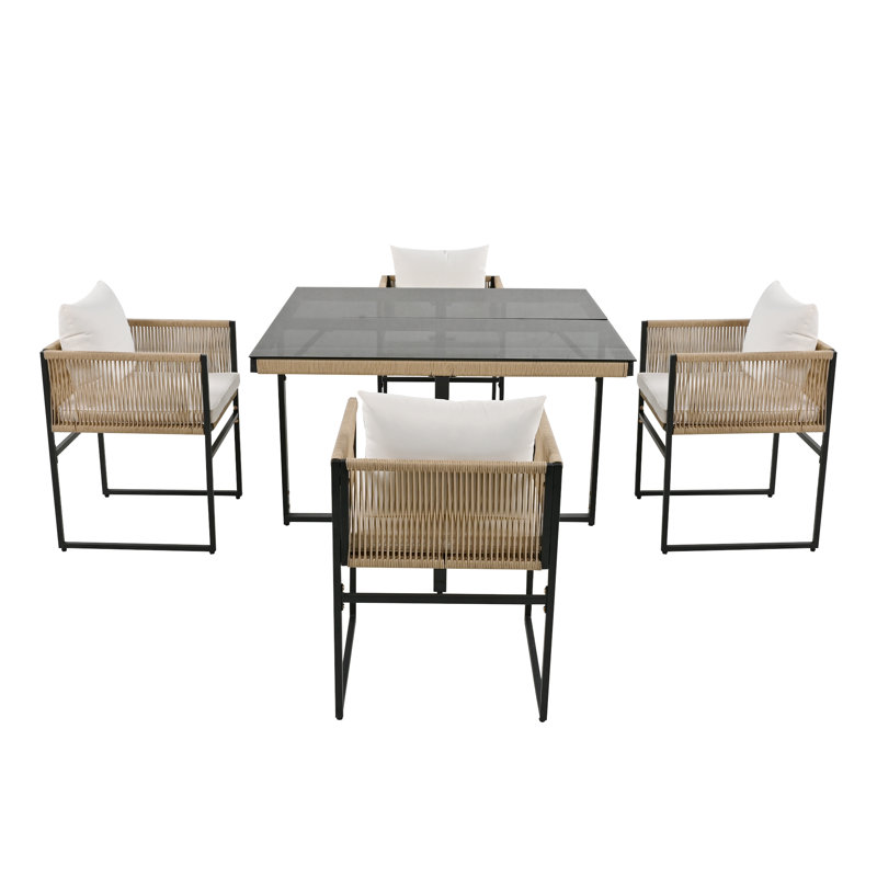 Banfield 4 - Person Patio Dining Set with Rectangular Table , Cushions Included