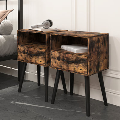 Table de chevet pour petits espaces : design moderne, tiroir de rangement, étagère ouverte, haute qualité pour la chambre et