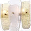 Lustre 29 pouces en or laqué Corry avec couches de verre transparent, givré et à feuille d'or