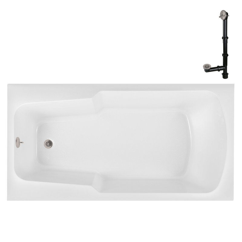 60'' x 32'' Acrylic Soaking Drop-In Bathtub, Drain Included, Brushed Nickel