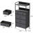 Slim Tall Dresser with Metal Frame, Wood Top, Open Shelf & Hooks Chest Organizer