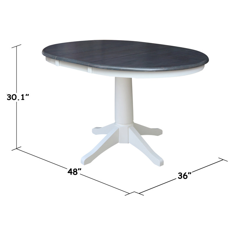 Ikuko Extendable Solid Wood Dining Table, Heather Gray/White